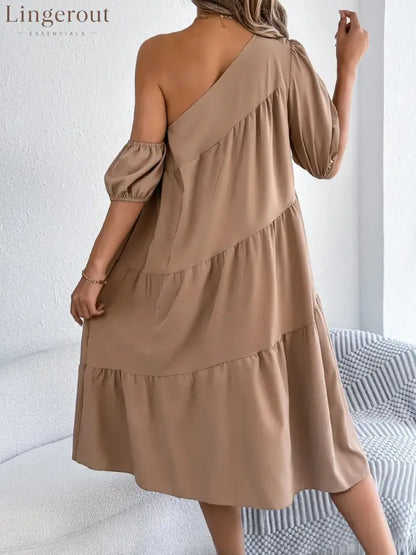 Single Shoulder Tiered Dress