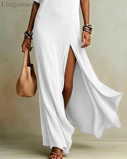 Slash Shoulder Slit Dress