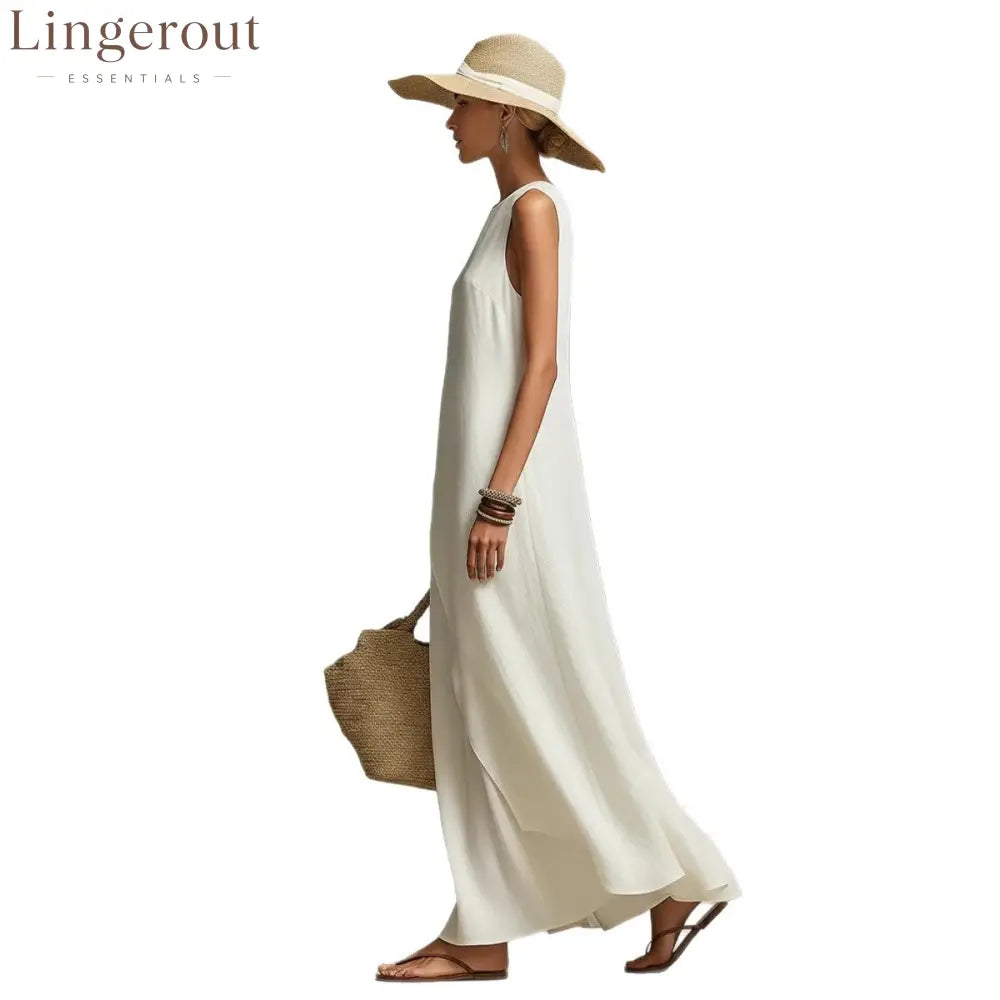 Sleeveless Asymmetrical Linen Maxi Dress