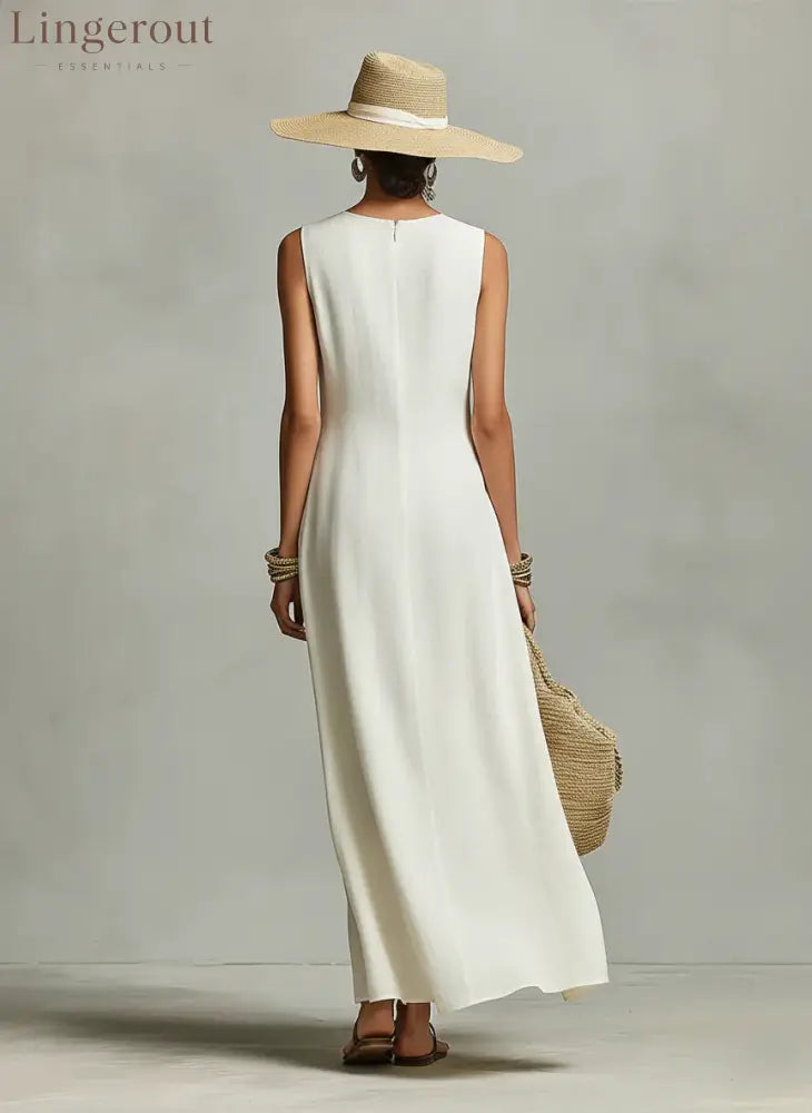 Sleeveless Asymmetrical Linen Maxi Dress