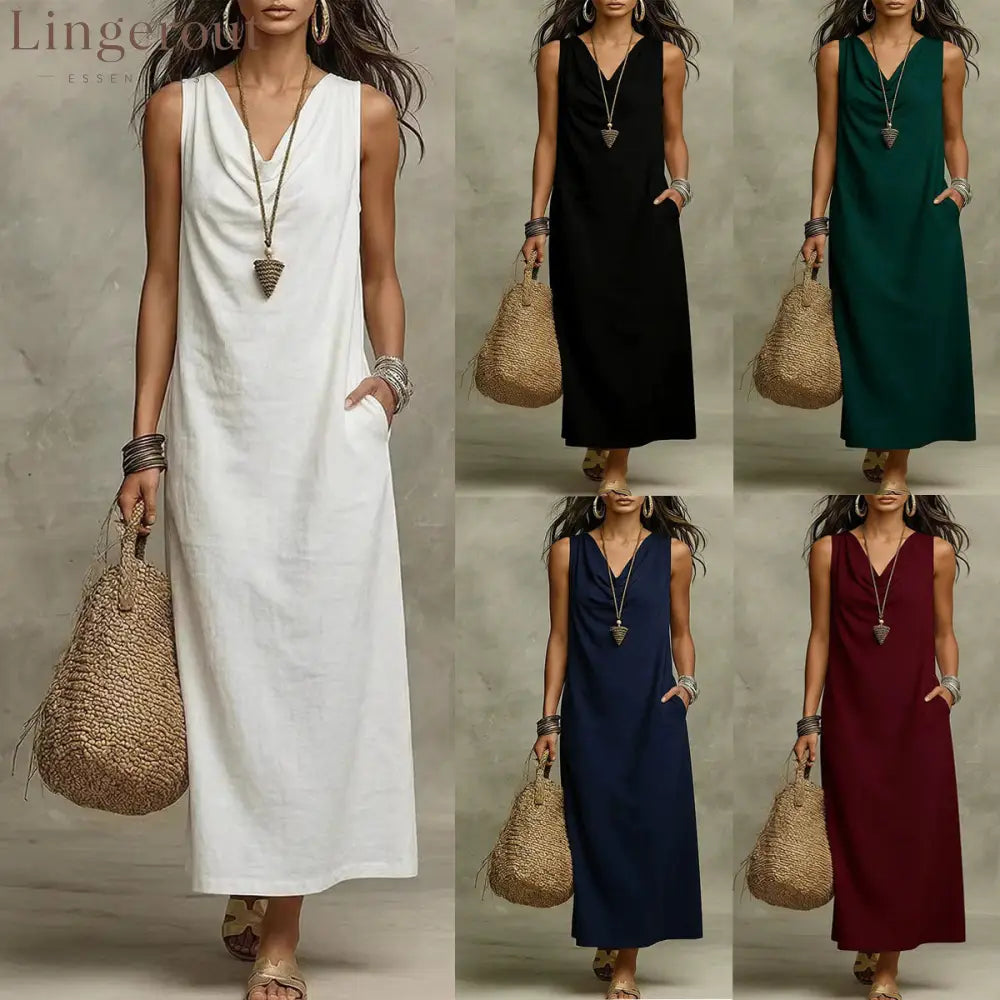 🌟 Sleeveless Linen Maxi Dress: Effortless Boho-Chic for Every Occasion