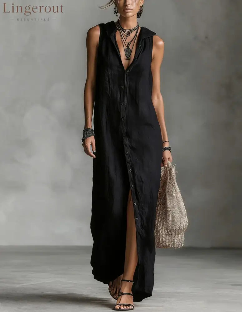 Sleeveless Long Dress Women’s One-piece Dress - Black / S
