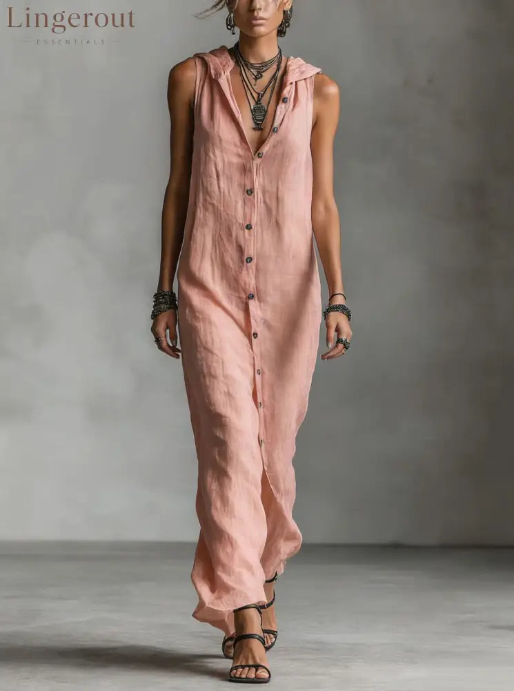 Sleeveless Long Dress Women’s One-piece Dress - Gray pink / S