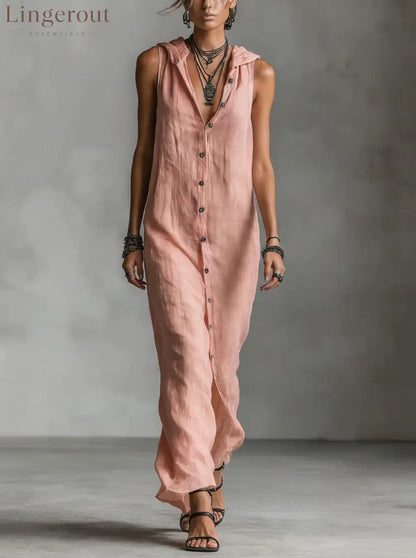 Sleeveless Long Dress Women’s One-piece Dress - Gray pink / S