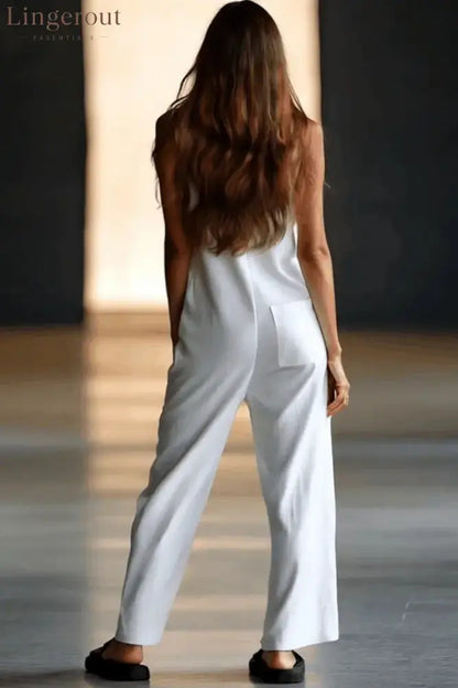 Sleeveless Solid Color Round Neck Jumpsuit