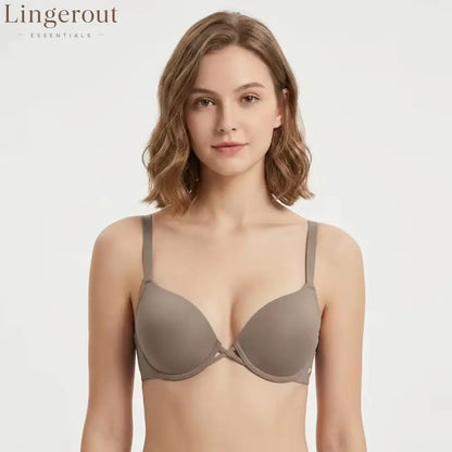 Smooth Crisscross Underwire Push Up T-Shirt Bra - Grey / 70B