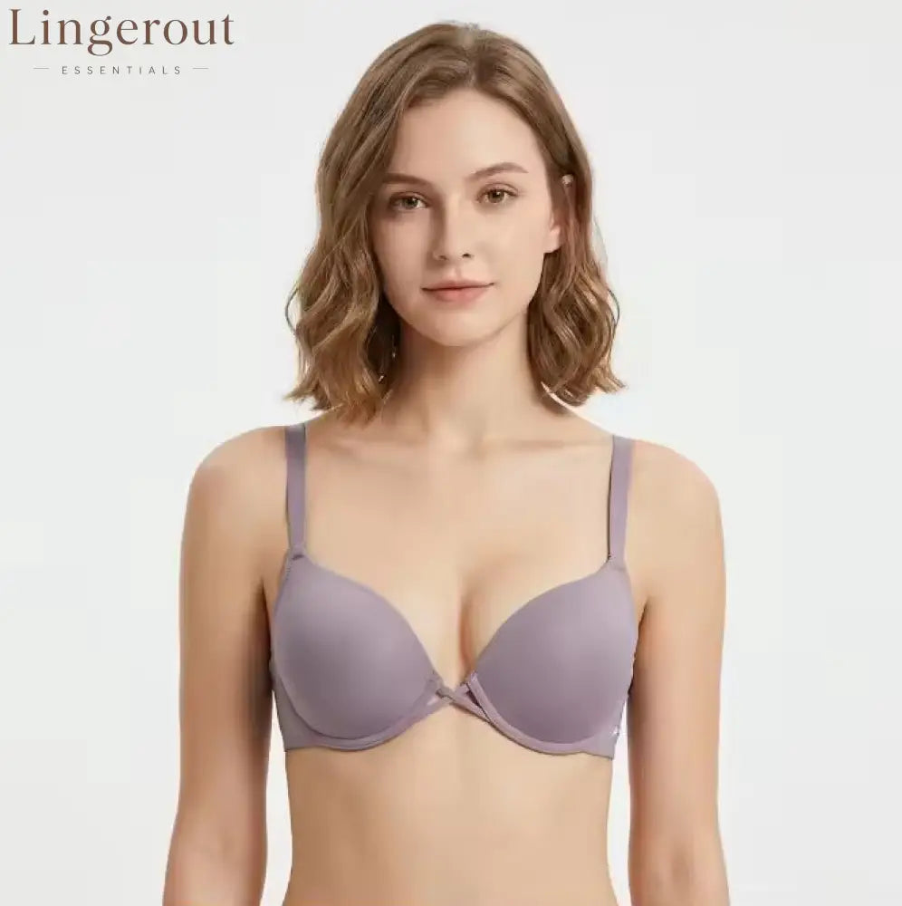 Smooth Crisscross Underwire Push Up T-Shirt Bra - Light purple / 70B