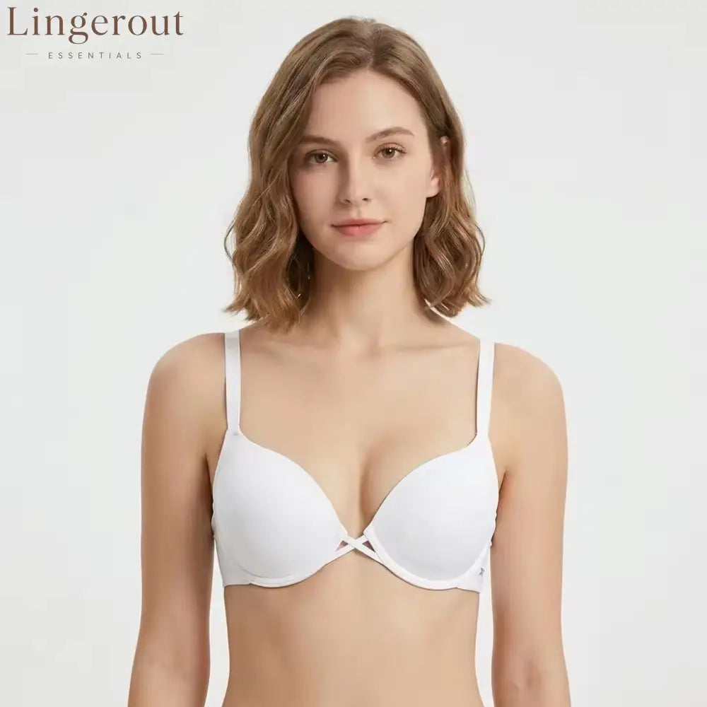 Smooth Crisscross Underwire Push Up T-Shirt Bra - White / 70B