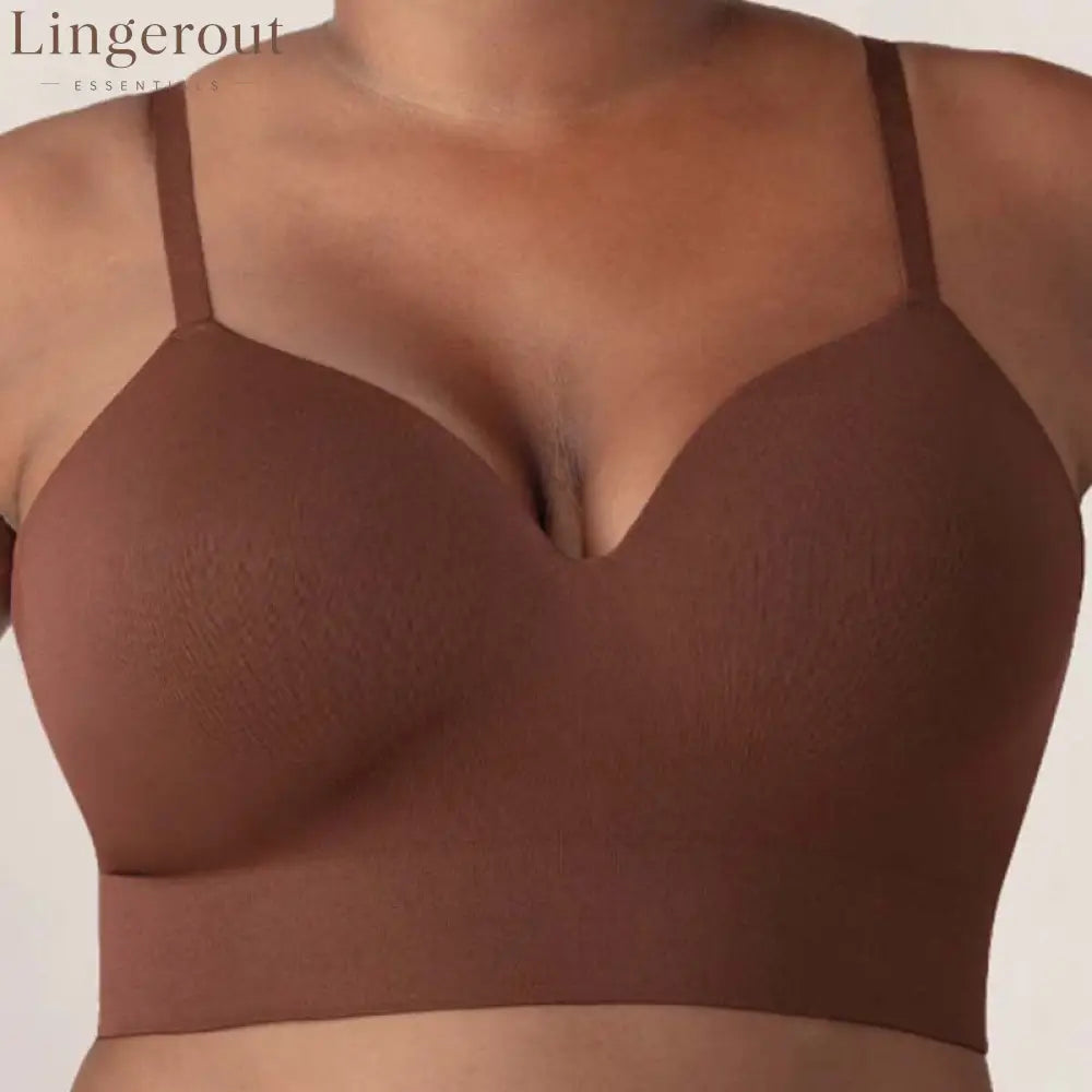Soft Stretch No Wire Everyday Bra Invisible Under Clothes Intimates - Brown / S
