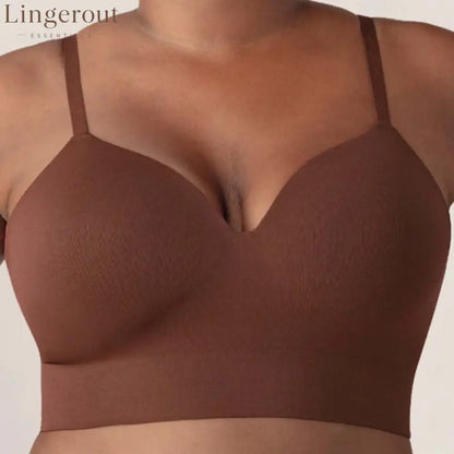 Soft Stretch No Wire Everyday Bra Invisible Under Clothes Intimates - Brown / S