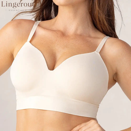 Soft Stretch No Wire Everyday Bra Invisible Under Clothes Intimates - Nude / S