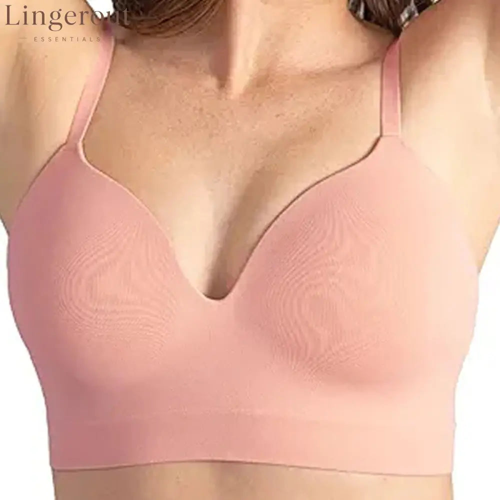 Soft Stretch No Wire Everyday Bra Invisible Under Clothes Intimates - Pink / S