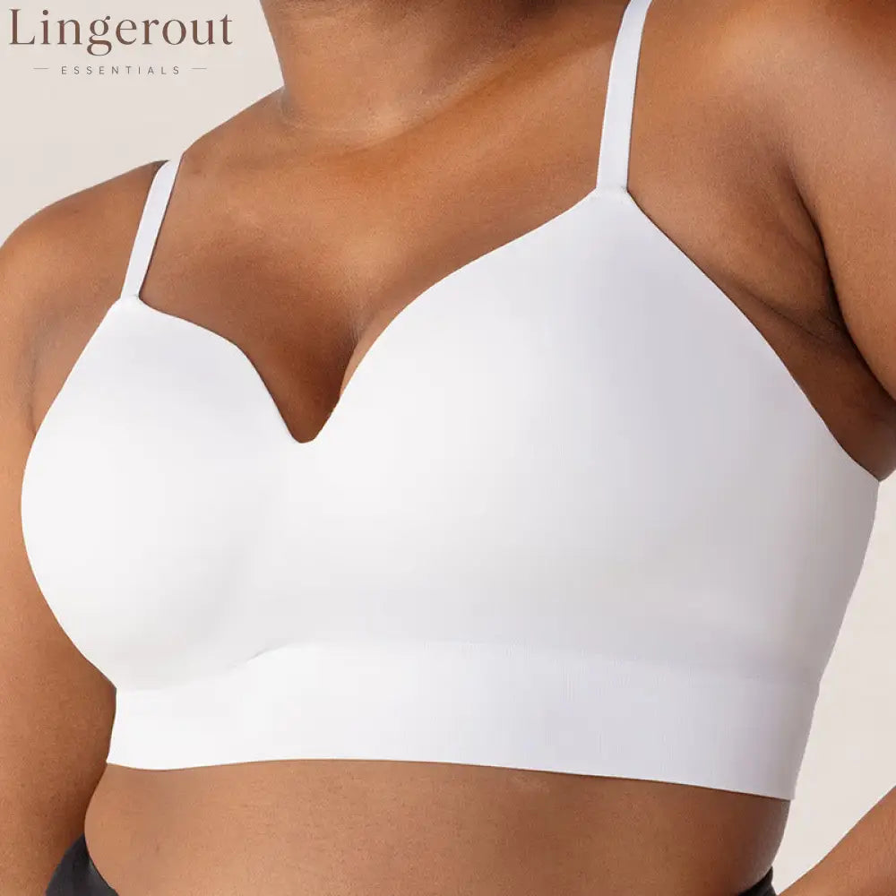Soft Stretch No Wire Everyday Bra Invisible Under Clothes Intimates - White / S