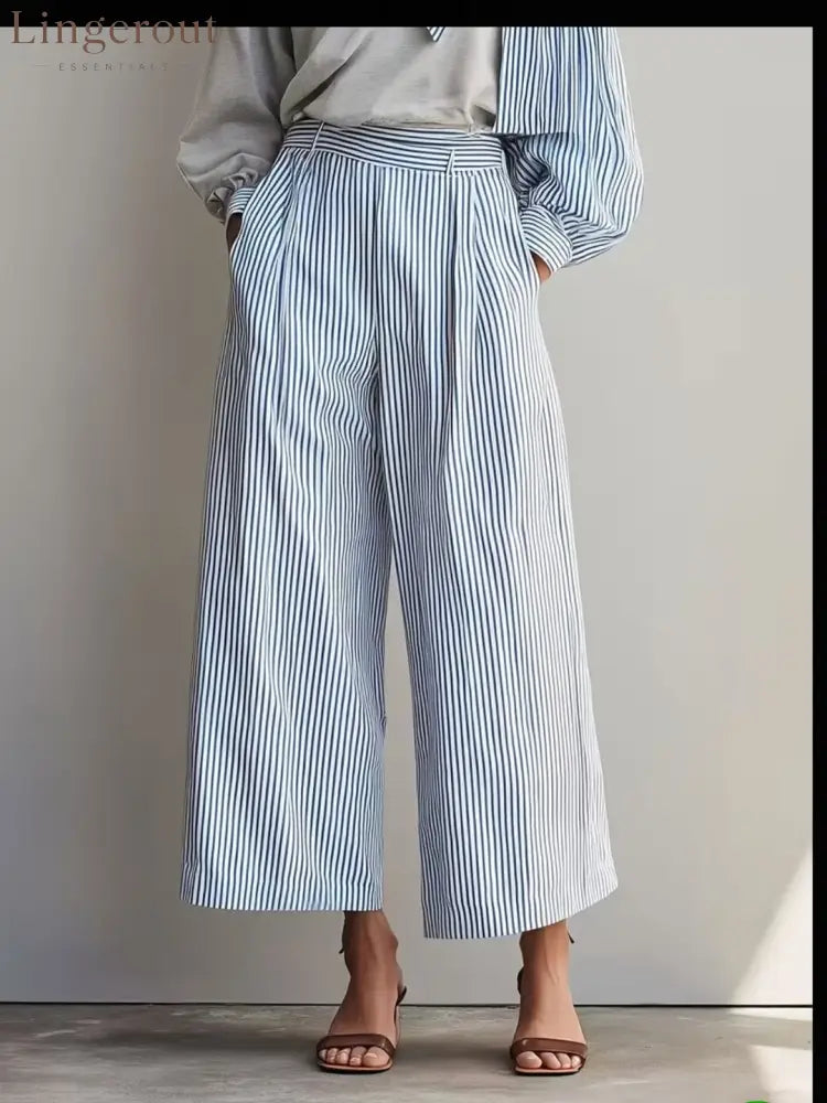 Striped Casual Elegant Straight Pants Women’S Suit