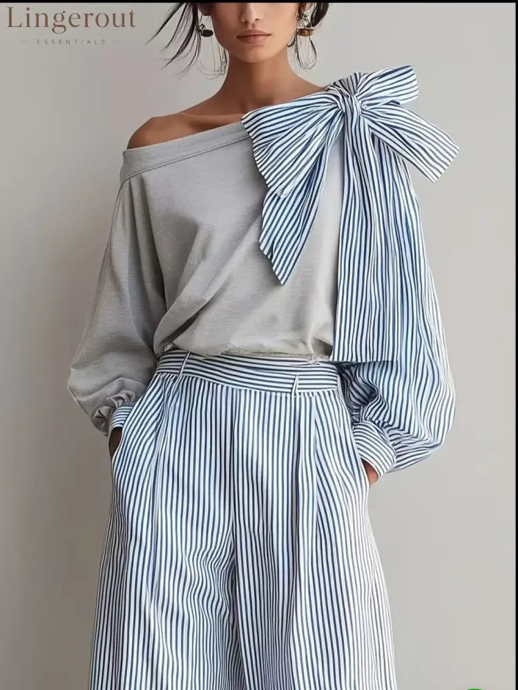 Striped Casual Elegant Straight Pants Women’S Suit