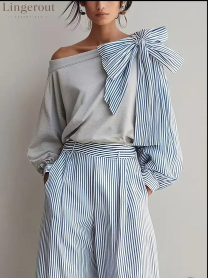 Striped Casual Elegant Straight Pants Women’S Suit