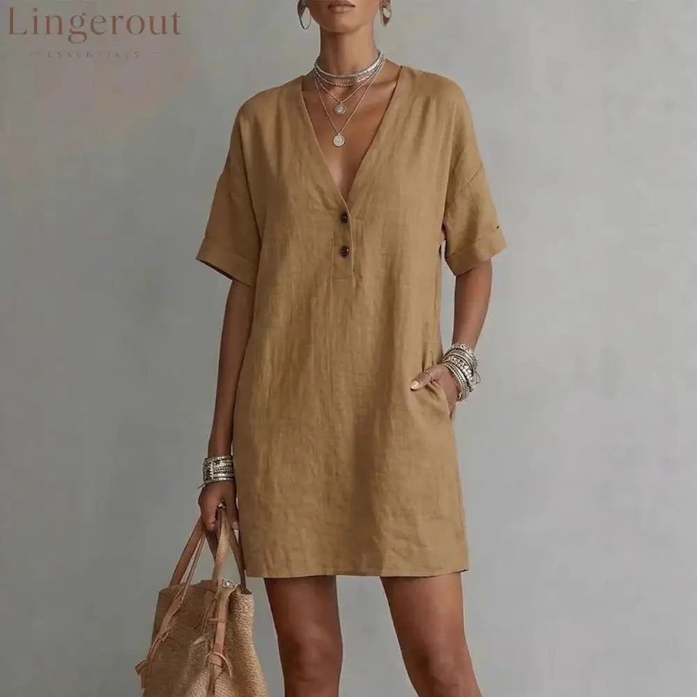Summer V-Neck Loose Casual Independent New Fashion Dress