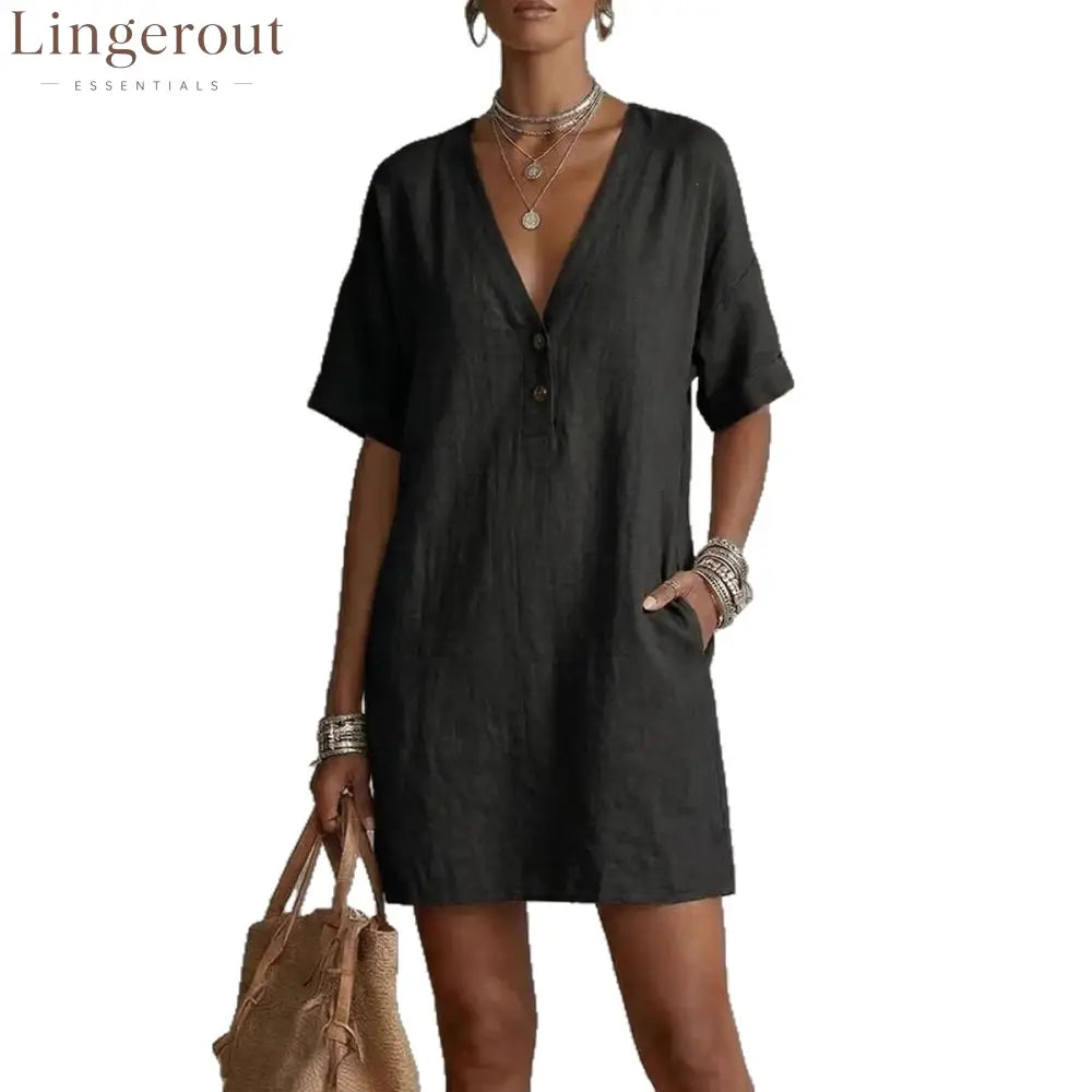 Summer V-Neck Loose Casual Independent New Fashion Dress