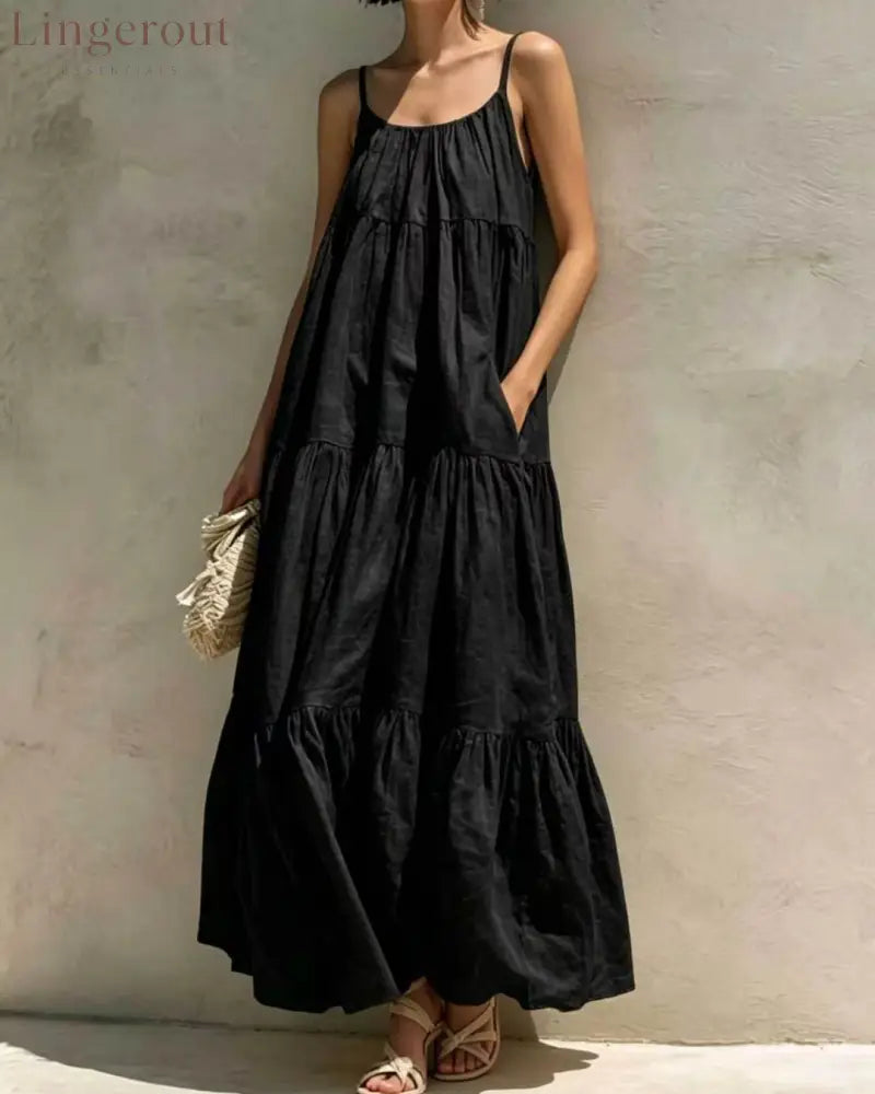Curvvvy™ Boho Tiered Maxi Dress Flowy Strappy