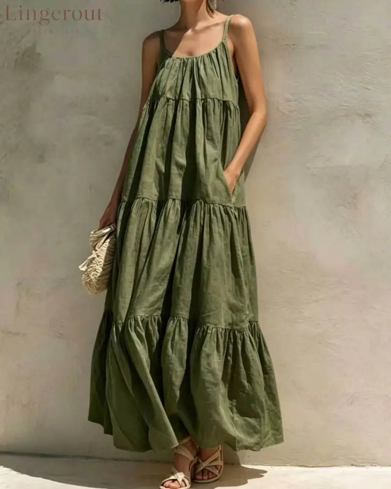 Curvvvy™ Boho Tiered Maxi Dress Flowy Strappy