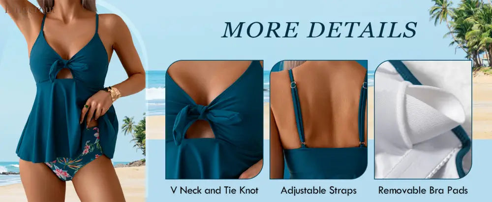 Tummy Control Cutout Bathing Suit Two Piece Tankini Swimsuits