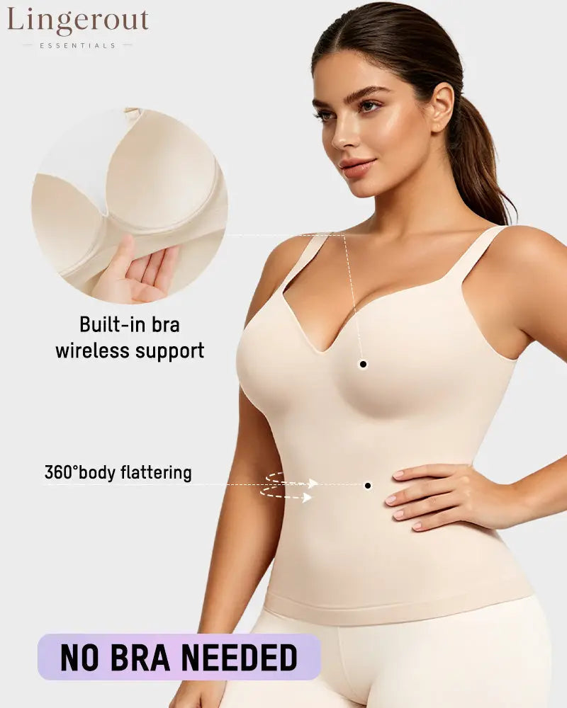 V-Neck Built-In Bra Shaping Cami