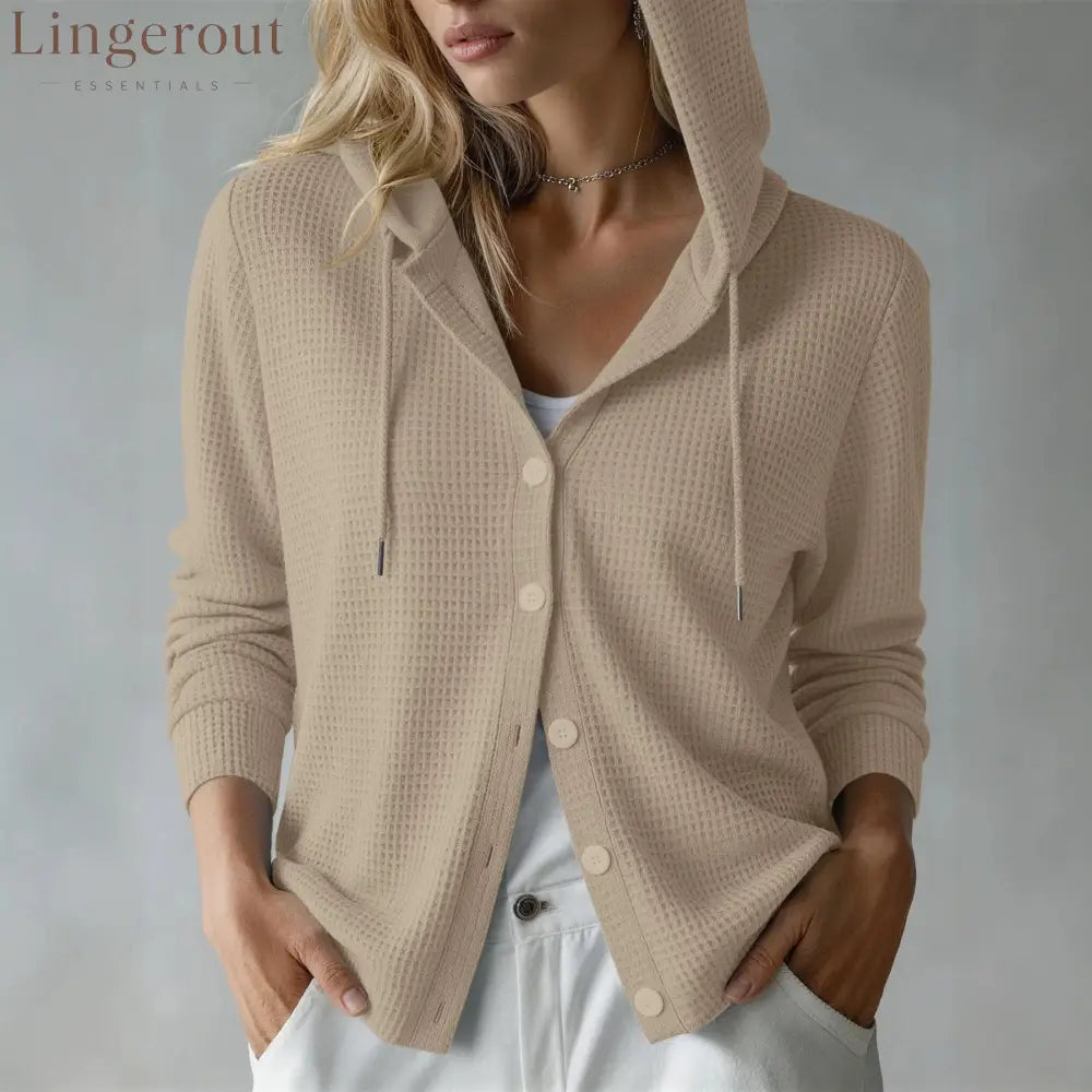 New European And American Autumn And Winter Amazon Cross-Border Waffle Fashion Women’S Hooded Long-Sleeved Loose