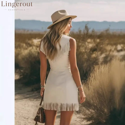 Western Fringe Mini Dress Bohemian Cowgirl Chic Bold & Unapologetic