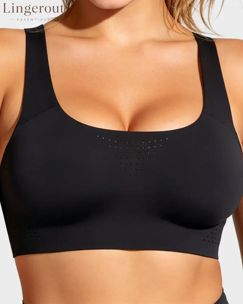 Wireless One-Piece Ventilated Sports Bra - Black / M