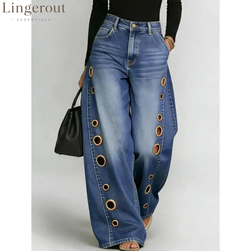 Women High Waist Wide Leg Jeans