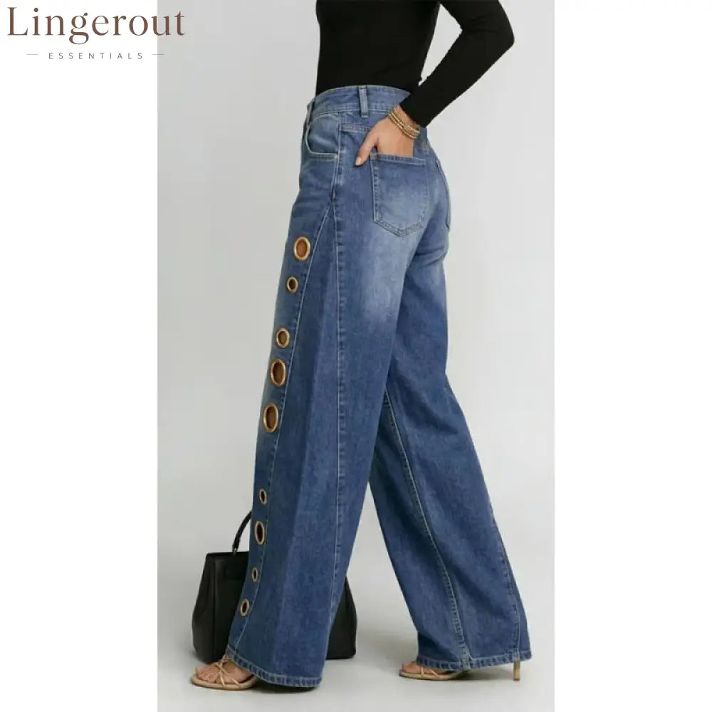 Women High Waist Wide Leg Jeans