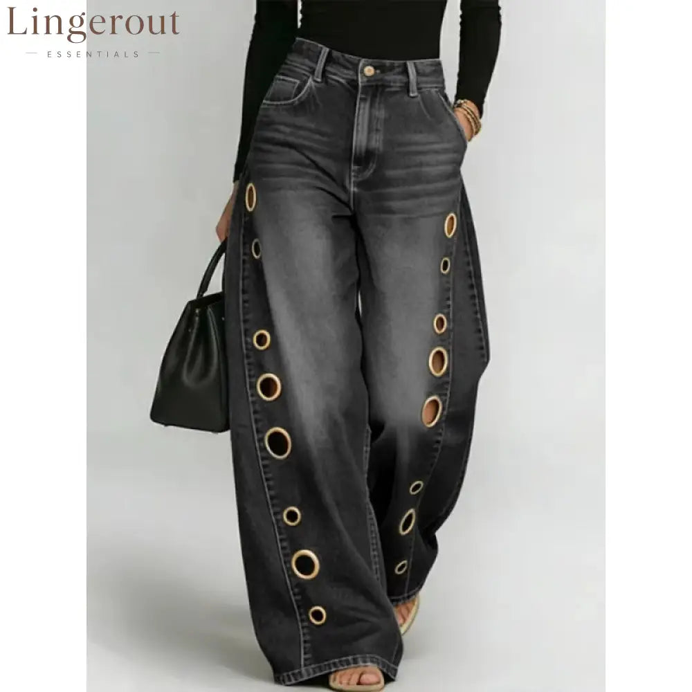 Women High Waist Wide Leg Jeans