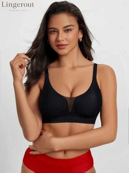 Women Smooth Wireless Daily Bra Lightweight No Underwire Underwear - Black / S