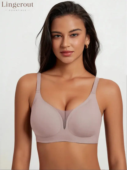 Women Smooth Wireless Daily Bra Lightweight No Underwire Underwear - Khaki / S