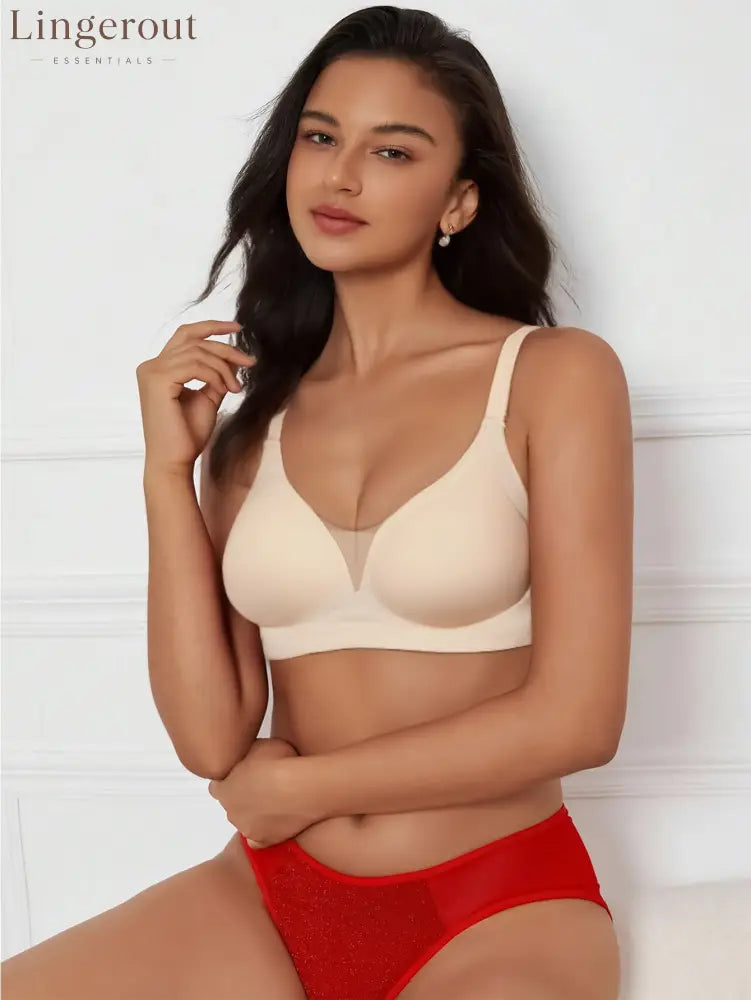 Women Smooth Wireless Daily Bra Lightweight No Underwire Underwear - Nude / S