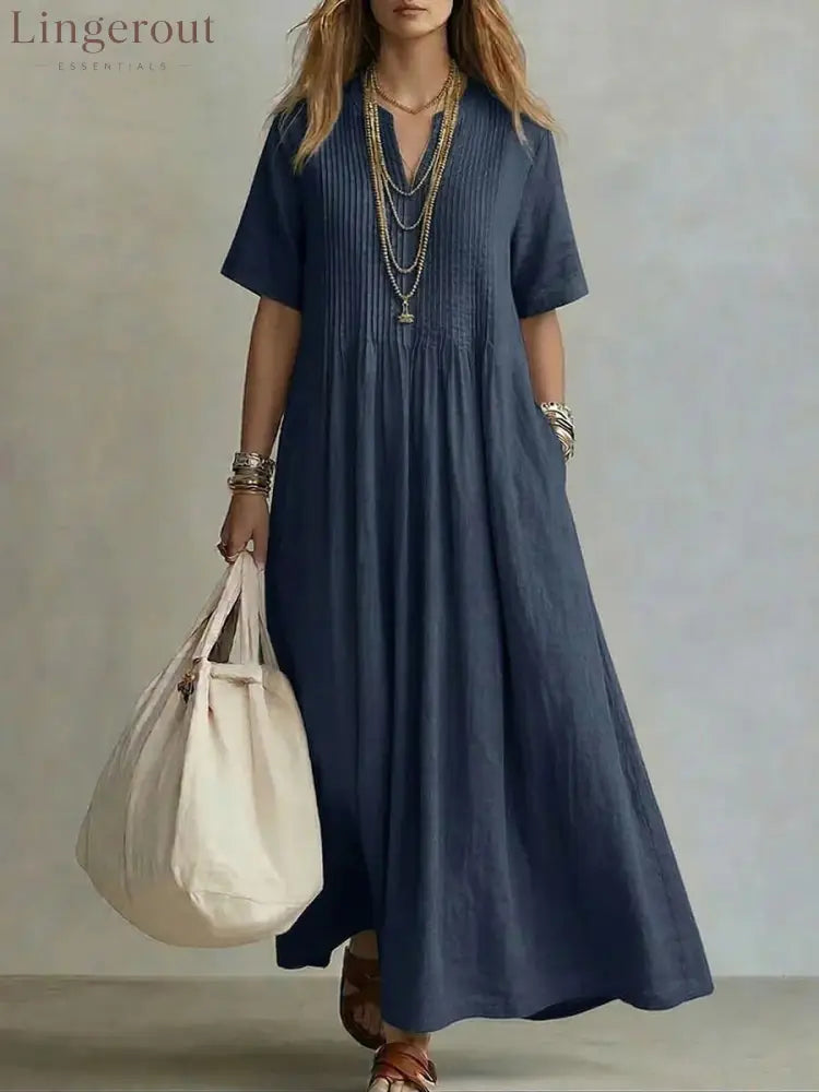 Women’s Casual Loose Short Sleeve Maxi Dress