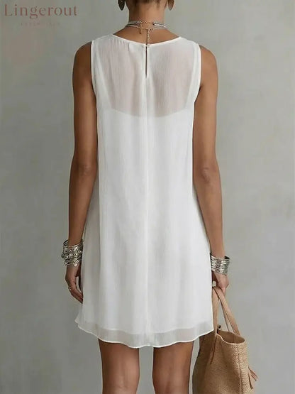 Women’s Draped-neck Sleeveless Chiffon Dress