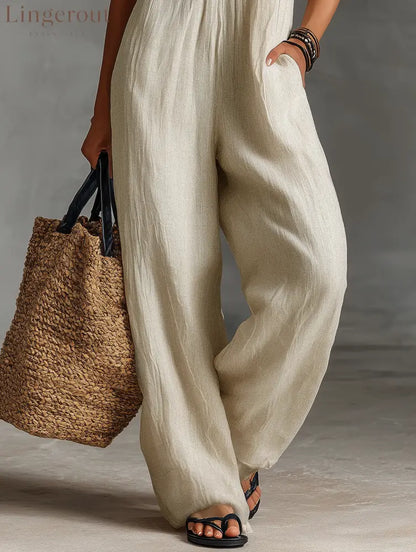 Women’s Minimalist Linen Blend Sleeveless Jumpsuit