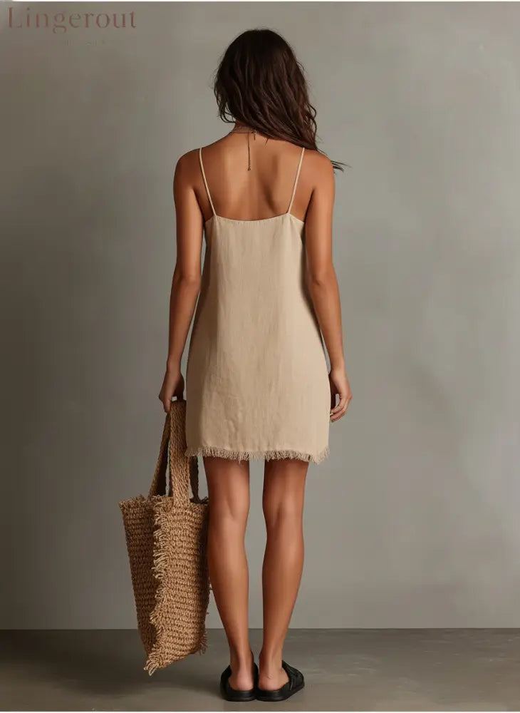 Women’s Minimalist Linen Blend Strapless Mini Dress