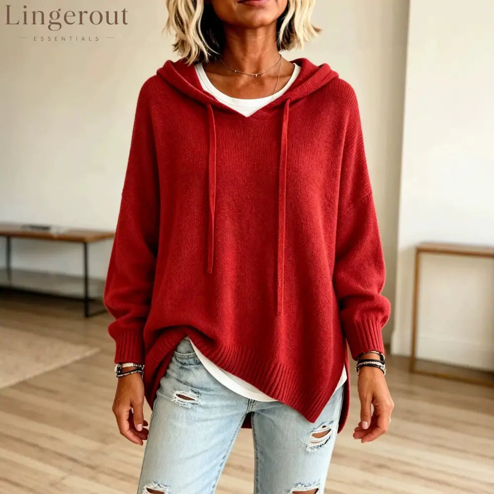 Women’s Pullover Sweater Jumper Vacation Daily Stylish Hooded Knitted 3/4 Length Sleeve Long Tops Knit