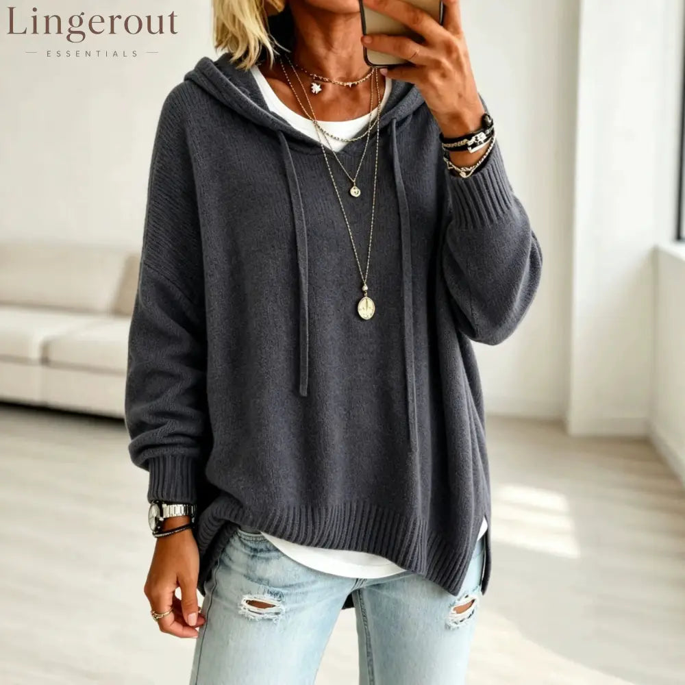 Women’s Pullover Sweater Jumper Vacation Daily Stylish Hooded Knitted 3/4 Length Sleeve Long Tops Knit