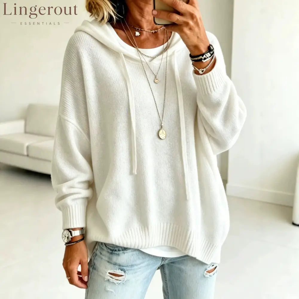 Women’s Pullover Sweater Jumper Vacation Daily Stylish Hooded Knitted 3/4 Length Sleeve Long Tops Knit