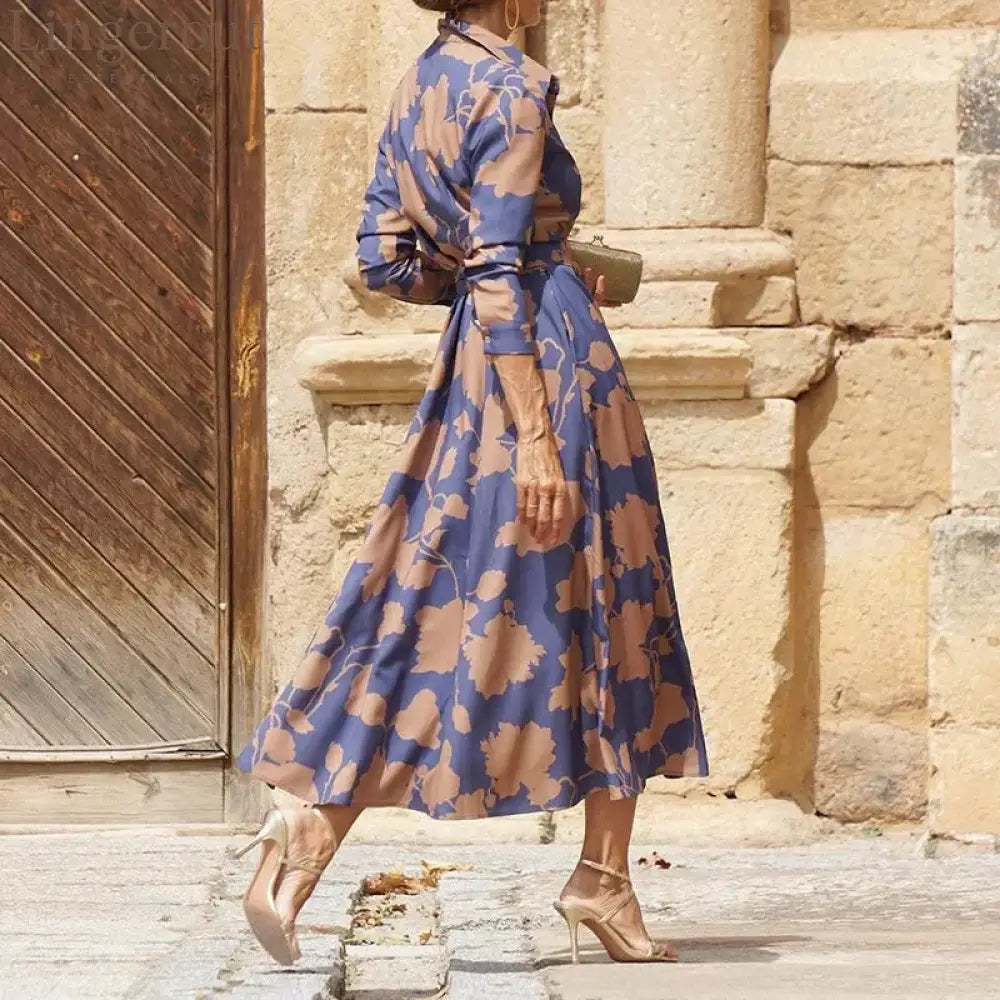 Women’s Shirt Dress Casual Dress Swing Dress Maxi long Dress Date Vacation Modern Casual Shirt Collar Button Pocket