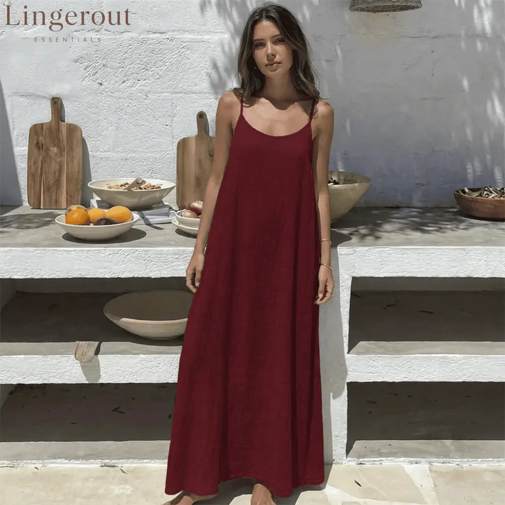 Women’s Solid Color Backless Cami Dress