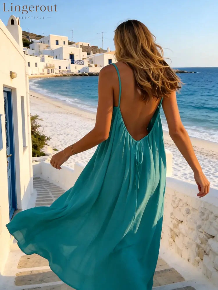 Women’s Solid Color Backless Cami Dress