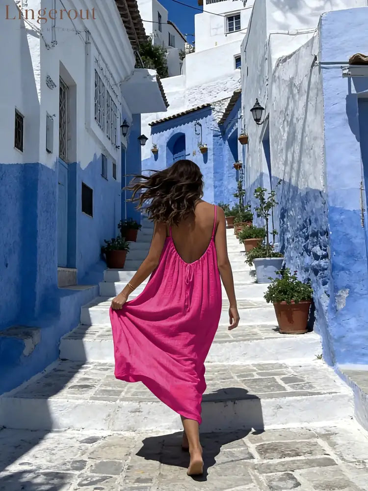 Women’s Solid Color Backless Cami Dress