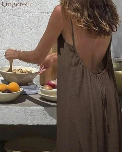 Women’s Solid Color Backless Cami Dress