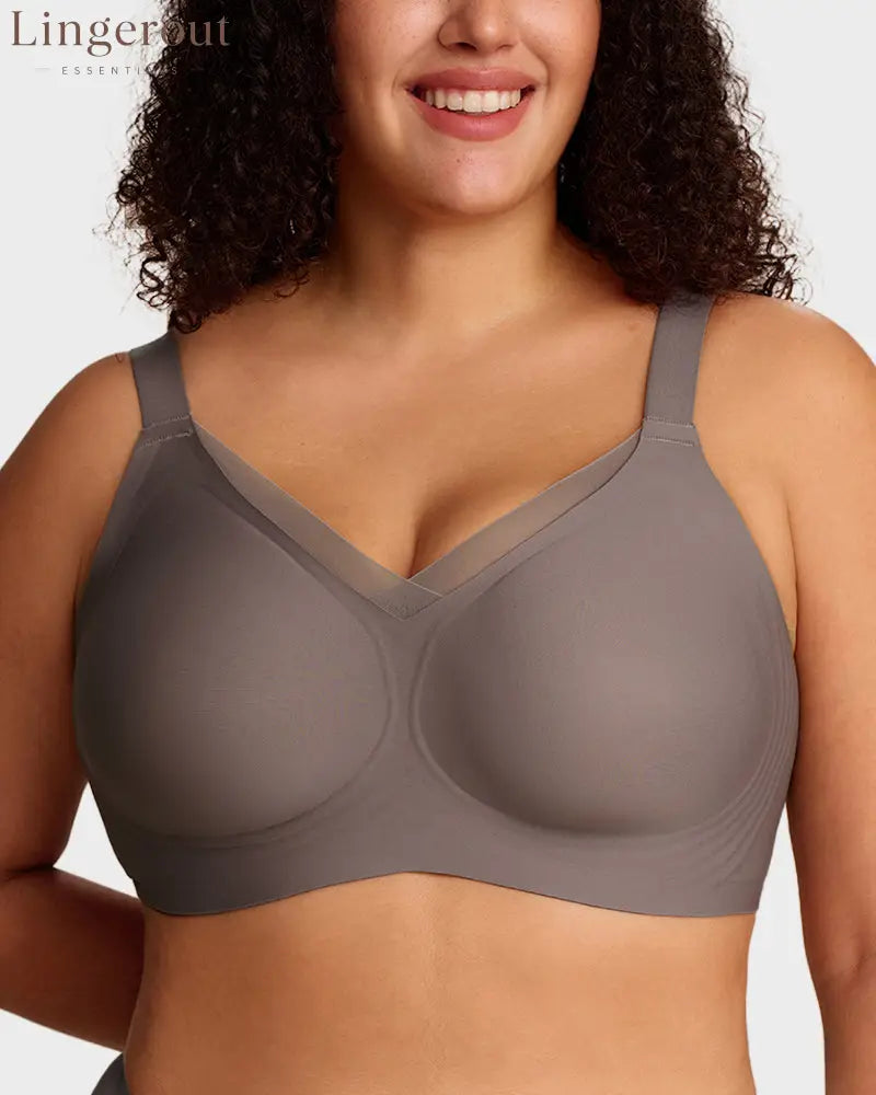 Womens Wireless Bras V Mesh Comfortable Bralette Supportive - Grey / S