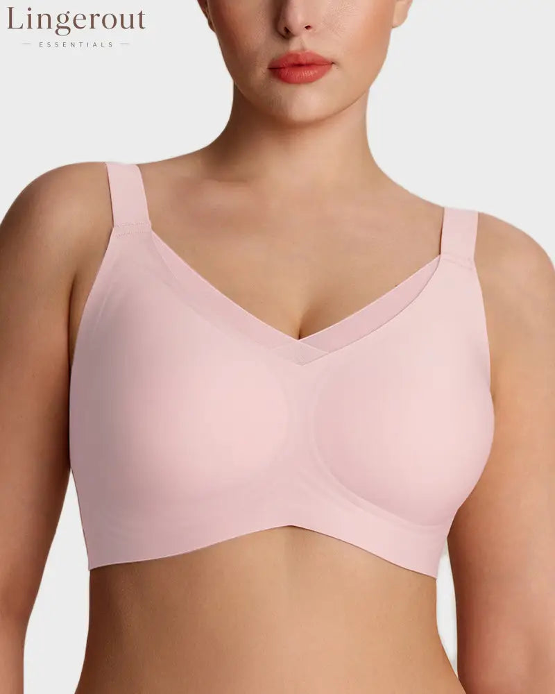 Womens Wireless Bras V Mesh Comfortable Bralette Supportive - Pink / S