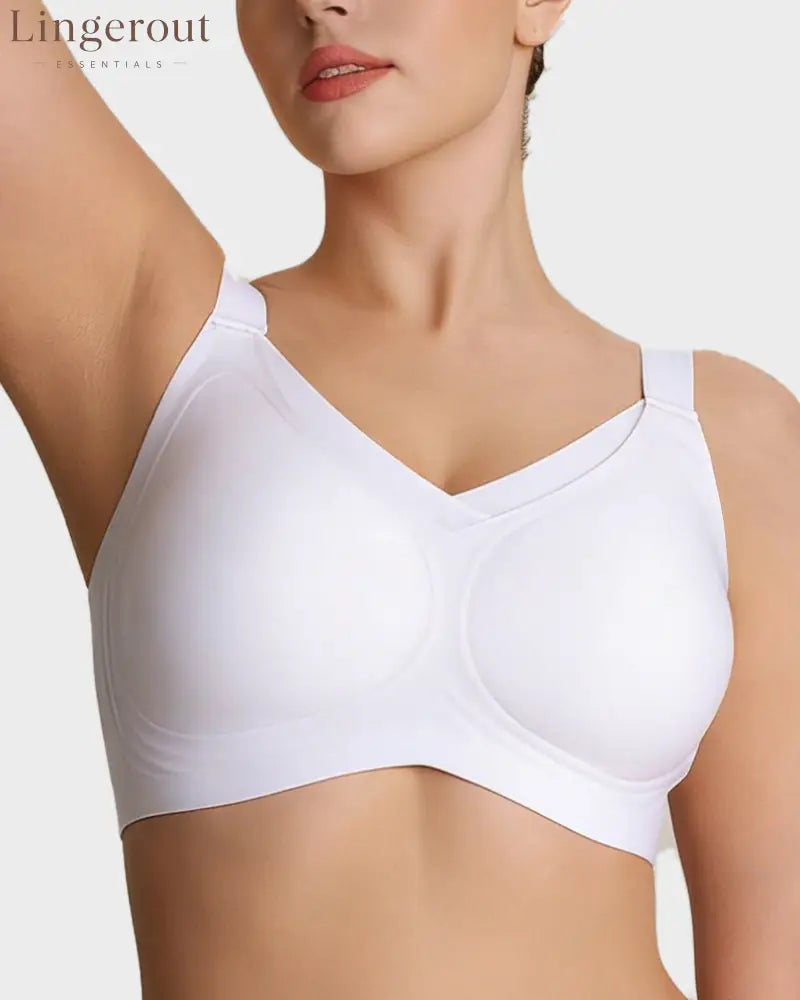 Womens Wireless Bras V Mesh Comfortable Bralette Supportive - White / S